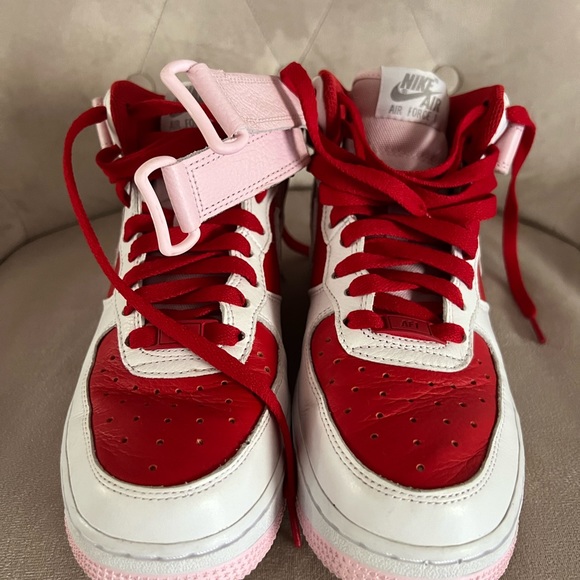 VALENTINE RED AND BARBIE LIGHT PINK NIKE AIR FORCE ONES- WOMEN SIZE 5.5 - Picture 5 of 8